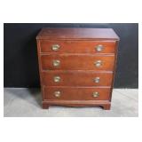 Vintage 4-Drawer Wooden Dresser with Brass Handles
