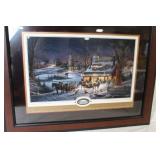 Framed Winter Evening Horse-Drawn Sleigh Artwork by Terry Redlin