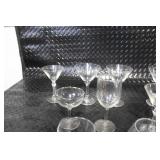 Collection of 17 Assorted Vintage Glass Stemware Goblets and Martini Glasses