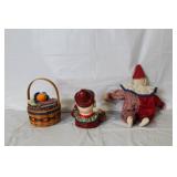Collection of Vintage Clown Collectibles with Basket and Dolls