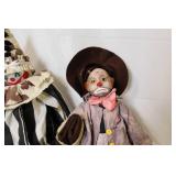 Collection of 4 Vintage Clown and Jester Dolls