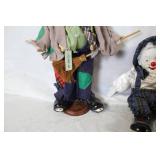 Set of 3 Vintage Clown Dolls with Mixed Materials