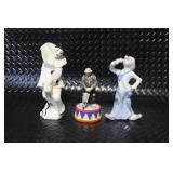 Set of 3 Porcelain Clown and Pierrot Figurines