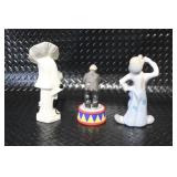 Set of 3 Porcelain Clown and Pierrot Figurines