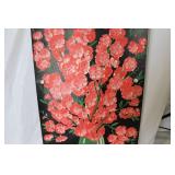Pair of Vintage Floral Art Posters with Pink Blossoms and Green Vase 37x23 in