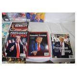 Collection of Political and Historical Magazines and Books Featuring Trump, Kennedys, and More