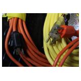 Lot of Extension Cords, Timers, Electrical Adapters, and Wrap-It Straps
