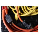 Lot of Extension Cords, Timers, Electrical Adapters, and Wrap-It Straps