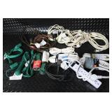 Lot of Extension Cords, Timers, Electrical Adapters, and Wrap-It Straps