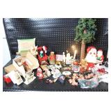 Large Assorted Vintage Christmas Decor Collection with Lighted Figures and Tree