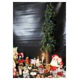 Large Assorted Vintage Christmas Decor Collection with Lighted Figures and Tree