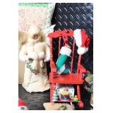 Large Assorted Vintage Christmas Decor Collection with Lighted Figures and Tree