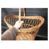 Wicker Basket with Handle and Solid Base