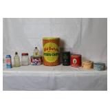 Collection of 9 Vintage Advertising Tins, Jars, and Containers