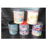 Set of 5 Holiday and Bear-Themed Decorative Popcorn Tins