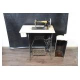 Vintage Singer Treadle Sewing Machine with Cabinet and Dome Cover