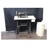 Vintage Singer Treadle Sewing Machine with Cabinet and Dome Cover