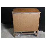 Vintage Wood Console Cabinet with Woven Front Panel