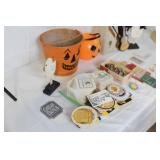 Vintage Halloween Buckets, Coasters, Bottle Caps, Guitar Decor, and Collectibles Lot