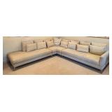 Modern Beige L-Shaped Sectional Sofa with Chaise