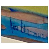 LLSTR - Large Framed Original Rose Edin Watercolor Coastal Scene