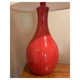 Orange Ceramic Table Lamp with White Shade