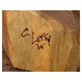 Hand-Carved Wooden Owl Sculpture Signed C. Letty 2004, 13 Inches Tall