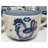 PTRY - M.A. Hadley Pottery Country Scene Teapot with 8 Teacups Hand-Painted