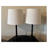 Pair of 19.5 Inch Stylish Bedside Table Lamps with Black Bases