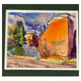 LLSTR - Framed Original Watercolor by Bela Petheo, 1975