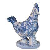 LLSTR - M.A. Hadley Hand Painted Pottery Blue and White Chicken Figurine