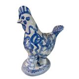 LLSTR - M.A. Hadley Hand Painted Pottery Blue and White Chicken Figurine