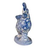 LLSTR - M.A. Hadley Hand Painted Pottery Blue and White Chicken Figurine