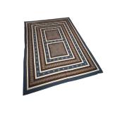 LLSTR - Handcrafted by Hmong Artisans Quilt Top Bed Cover Blue and Brown Geometric Pattern