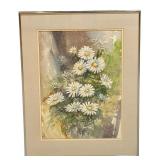 Framed Original Watercolor of Daisies by Gerald Korte