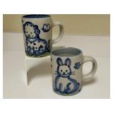 Set of 2 M.A. Hadley Pottery Mugs with Bunny and Dog Designs