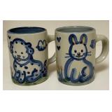 Set of 2 M.A. Hadley Pottery Mugs with Bunny and Dog Designs