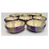 PTRY - Set of 8 Handcrafted Ceramic Bowls with Purple and Green Sea Urchin Design