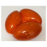 Vintage Mid Century Orange Divided Ceramic Serving Dish with Handle