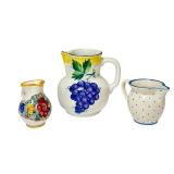 PTRY - Set of 3 Assorted Ceramic Creamers, Hand-Painted