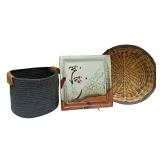DR - Artisan Pottery Plate and Decorative Basket Set