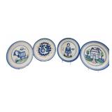 PTRY - Set of 4 M.A. Hadley Pottery 11-Inch Dinner Plates Hand Painted