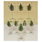 PTRY - Set of 8 Spode Christmas Tree Wine Glasses, 7 Inch