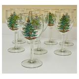 PTRY - Set of 8 Spode Christmas Tree Wine Glasses, 7 Inch