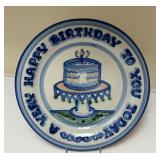 PTRY - M.A. Hadley Happy Birthday Stoneware Plate 12.5 Inch
