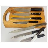 PTRY - Assorted Kitchen Knife Lot with Wood Cutting Board - Calphalon, Henckels, OXO & More