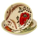 PTRY - Williams-Sonoma Portugal Vegetable Motif Serving Bowl with 6 Individual Bowls