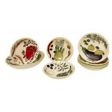 PTRY - Williams-Sonoma Portugal Vegetable Motif Serving Bowl with 6 Individual Bowls