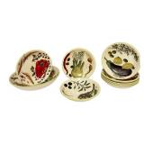 PTRY - Williams-Sonoma Portugal Vegetable Motif Serving Bowl with 6 Individual Bowls