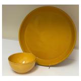 PTRY - World Market Yellow Ceramic Platter and Bowl Set